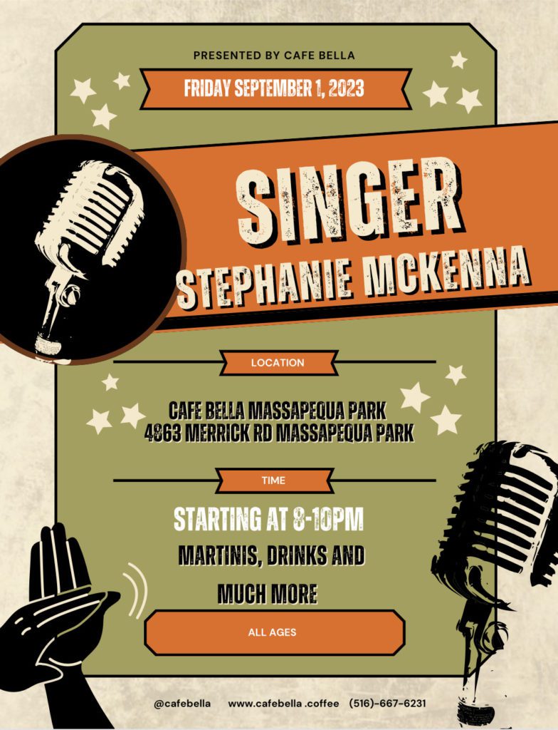 Singer Stephanie Mckenna will sing at Cafe Bella on Friday Sept. 1
